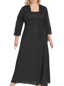 Women‘s Plus Size Curve Lace Dress Work Dress Dress Set Solid Color Long Dress Maxi Dress 3/4 Length Sleeve Lace Strap Elegant Office Black Wine Spring Summer L XL XXL 3XL 4XL -HAYz Clothing Shop hmsjlp1673503581649
