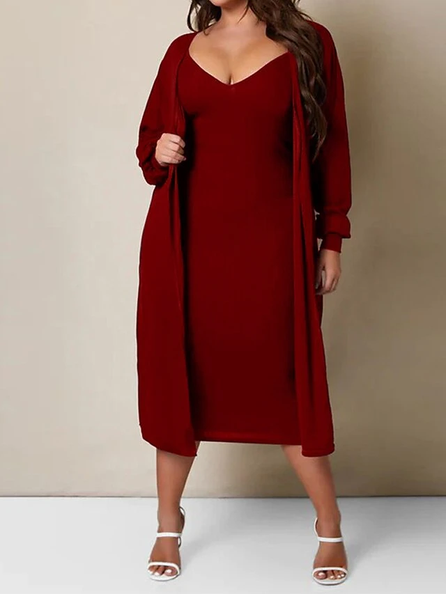 Women's Two Piece Dress Set Casual Dress Skirt Set Home Daily Fashion Streetwear Ribbed Midi Dress Crew Neck Long Sleeve Plain Slim Black White Wine Fall Winter S M L XL XXL 19 Women's Two Piece Dress Set Casual Dress Skirt Set Home Daily Fashion Streetwear Ribbed Midi Dress Crew Neck Long Sleeve Plain Slim Black White Wine Fall Winter S M L XL XXL - Image 19