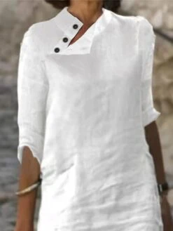 Women‘s Cotton Linen Dress Shirt Dress Casual Dress Shift Dress Midi Dress Cotton Blend Fashion Basic Outdoor Daily Vacation Stand Collar Button Half Sleeve Summer Spring 2023 Black White Blue Plain 19 Women‘s Cotton Linen Dress Shirt Dress Casual Dress Shift Dress Midi Dress Cotton Blend Fashion Basic Outdoor Daily Vacation Stand Collar Button Half Sleeve Summer Spring 2023 Black White Blue Plain -HAYz Clothing Shop hoeart1676368652906