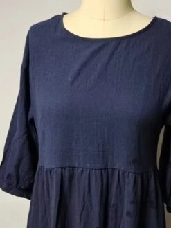 Women's Casual Dress Cotton Linen Dress Swing Dress Maxi Long Dress Cotton Blend Casual Daily Holiday Vacation Crew Neck Ruched Pocket 3/4 Length Sleeve Summer Spring 2023 Regular Fit Dark Green Dark -HAYz Clothing Shop hoqate1693303766203