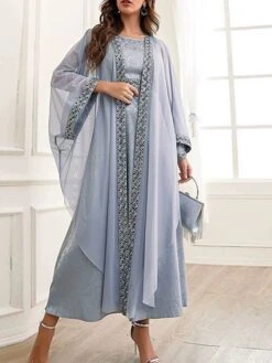 Women's Two Piece Dress Set Party Dress Sheath Dress Party Wedding Guest Fashion Party Embroidered Long Dress Maxi Dress Crew Neck Long Sleeve Print Regular Fit Gray Fall Winter S M L XL 10 Women's Two Piece Dress Set Party Dress Sheath Dress Party Wedding Guest Fashion Party Embroidered Long Dress Maxi Dress Crew Neck Long Sleeve Print Regular Fit Gray Fall Winter S M L XL -HAYz Clothing Shop hoxpsy1695105967741