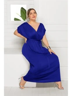 Women's Plus Size Party Dress Solid Color V Neck Short Sleeve Summer Spring Elegant Casual Prom Dress Maxi Long Dress Party Daily Dress 26 Women's Plus Size Party Dress Solid Color V Neck Short Sleeve Summer Spring Elegant Casual Prom Dress Maxi Long Dress Party Daily Dress -HAYz Clothing Shop hoxwrm1597046647489