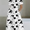 Women's Shirt Dress Casual Dress Swing Dress Maxi Long Dress Outdoor Office Daily Polyester Fashion Modern Shirt Collar Button Pocket Short Sleeve Summer Spring 2023 Loose Fit Black White Red Floral