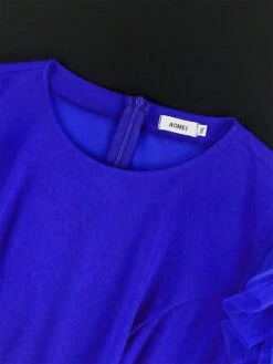 Women's Plus Size Curve Party Dress Formal Dress A Line Dress Plain Midi Dress Long Sleeve Pleated Ruffle Crew Neck Fashion Party Blue Fall Winter XL XXL 3XL 4XL -HAYz Clothing Shop hpunad1694425987216