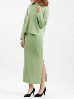 Women's Two Piece Dress Set Casual Dress Skirt Set Outdoor Daily Fashion Streetwear Split Ribbed Midi Dress Turtleneck Long Sleeve Plain Loose Fit Black Light Green Blue Fall One-Size 24 Women's Two Piece Dress Set Casual Dress Skirt Set Outdoor Daily Fashion Streetwear Split Ribbed Midi Dress Turtleneck Long Sleeve Plain Loose Fit Black Light Green Blue Fall One-Size -HAYz Clothing Shop hqbffp1693278284244