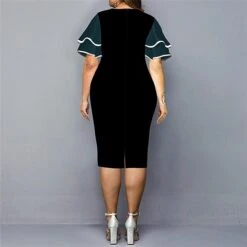 Women‘s Plus Size Curve Party Dress Color Block Crew Neck Print Short Sleeve Spring Fall Work Casual Prom Dress Knee Length Dress Casual Daily DressHomecoming Dress -HAYz Clothing Shop hsrrjs1639471970751