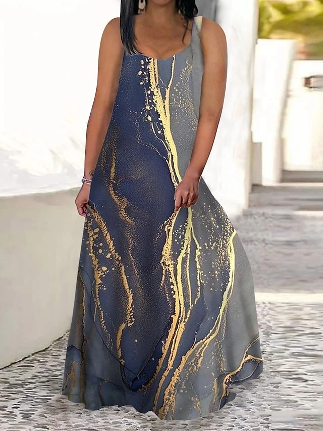 Women‘s Plus Size Curve Casual Dress Swing Dress Tank Dress Color Block Butterfly Long Dress Maxi Dress Sleeveless Print V Neck Modern Daily Blue Sky Blue Summer Spring L XL XXL 3XL 4XL 2 Women‘s Plus Size Curve Casual Dress Swing Dress Tank Dress Color Block Butterfly Long Dress Maxi Dress Sleeveless Print V Neck Modern Daily Blue Sky Blue Summer Spring L XL XXL 3XL 4XL - Image 2