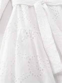 Women's Shirt Dress Casual Dress Midi Dress Outdoor Daily Vacation Cotton Fashion Modern Shirt Collar Lace Up Button Long Sleeve Fall Winter 2023 Regular Fit White Pure Color XS S M L -HAYz Clothing Shop huklmg1695644912262