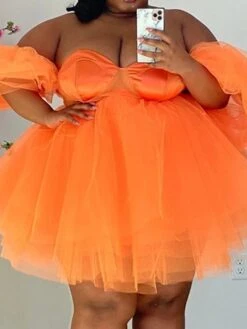 Women‘s Plus Size Curve Holiday Dress Solid Color Off Shoulder Ruched Short Sleeve Spring Summer Casual Sexy Short Mini Dress Causal Daily Dress