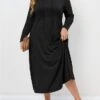 Women's Plus Size Curve Casual Dress Hoodie Dress Black Dress Solid Color Long Dress Maxi Dress Long Sleeve Hooded Fashion Outdoor Black Fall Winter L XL XXL 3XL 4XL