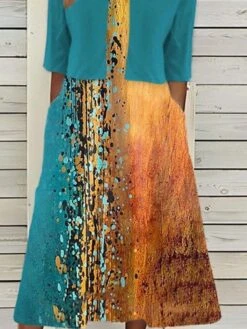 Women's Two Piece Dress Set Casual Dress Dress Set Daily Holiday Fashion Modern Print Midi Dress V Neck Half Sleeve Painting Regular Fit Green Summer Spring S M L XL XXL -HAYz Clothing Shop hwpbwm1683089493341