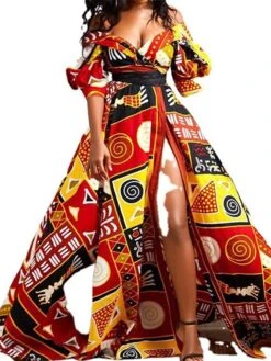 Women‘s Plus Size Curve Easter Dress Polka Dot Off Shoulder Party Dress Half Sleeve Spring Fall Prom Dress Maxi Dress Party Dress -HAYz Clothing Shop hxtzks1663667063642