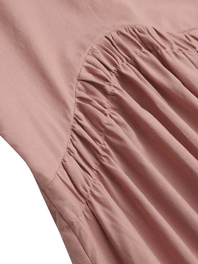 Women's Casual Dress Cotton Linen Dress Swing Dress Long Dress Maxi Dress Black Pink Green Short Sleeve Pure Color Ruched Spring Fall Autumn Crew Neck Elegant Vacation Loose Fit 2022 S M L XL XXL 3XL 13 Women's Casual Dress Cotton Linen Dress Swing Dress Long Dress Maxi Dress Black Pink Green Short Sleeve Pure Color Ruched Spring Fall Autumn Crew Neck Elegant Vacation Loose Fit 2022 S M L XL XXL 3XL - Image 13