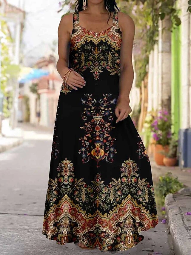 Women‘s Plus Size Curve Casual Dress Ethnic Dress Strap Dress Tie Dye Long Dress Maxi Dress Sleeveless Print Strap Fashion Outdoor Black Yellow Summer Spring L XL XXL 3XL 4XL 1 Women‘s Plus Size Curve Casual Dress Ethnic Dress Strap Dress Tie Dye Long Dress Maxi Dress Sleeveless Print Strap Fashion Outdoor Black Yellow Summer Spring L XL XXL 3XL 4XL