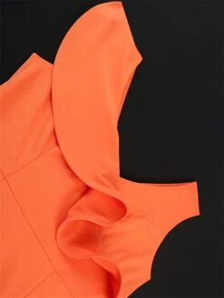 Women's Plus Size Curve Party Dress Bodycon Sheath Dress Plain Midi Dress Sleeveless Ruffle V Neck Fashion Party Orange Spring Fall XL XXL 3XL 4XL -HAYz Clothing Shop hzgwkr1694165783576