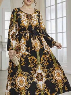 Women's Plus Size Curve Work Dress Swing Dress Semi Formal Dress Fashion Long Dress Maxi Dress Lace Up Print Crew Neck Long Sleeve Floral Color Block Regular Fit Black Fall Winter L XL XXL 3XL 4XL 9 Women's Plus Size Curve Work Dress Swing Dress Semi Formal Dress Fashion Long Dress Maxi Dress Lace Up Print Crew Neck Long Sleeve Floral Color Block Regular Fit Black Fall Winter L XL XXL 3XL 4XL -HAYz Clothing Shop iauphw1693300621023