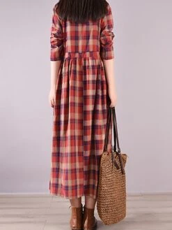 Women's Casual Dress Cotton Linen Dress Plaid Dress Midi Dress Linen / Cotton Blend Fashion Basic Outdoor Daily Holiday Stand Collar Pocket Print Long Sleeve Fall Winter Autumn 2023 Loose Fit Yellow 17 Women's Casual Dress Cotton Linen Dress Plaid Dress Midi Dress Linen / Cotton Blend Fashion Basic Outdoor Daily Holiday Stand Collar Pocket Print Long Sleeve Fall Winter Autumn 2023 Loose Fit Yellow -HAYz Clothing Shop ichggr1693553154791
