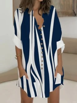 Women's Shirt Dress Casual Dress Cotton Linen Dress Mini Dress Polyester Fashion Casual Daily Outdoor Daily Vacation Shirt Collar Button Pocket Long Sleeve Summer Spring Fall 2023 Loose Fit Black -HAYz Clothing Shop icwzcs1689326673277