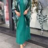 Women's Two Piece Dress Set Casual Dress Print Dress Outdoor Date Fashion Elegant Print Long Dress Maxi Dress Crew Neck 3/4 Length Sleeve Ombre Loose Fit Green Fall Winter S M L XL XXL