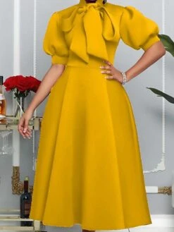 Women‘s Plus Size Curve Easter Dress Turtleneck Party Dress Solid Color Short Sleeve Spring Fall Elegant Prom Dress Maxi Dress Formal Dress -HAYz Clothing Shop iibjcf1663060766270