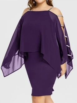 Women‘s Plus Size Curve Holiday Dress Solid Color Off Shoulder Long Sleeve Fall Spring Short Mini Dress Holiday Going Out Dress -HAYz Clothing Shop iipevz1653647610960