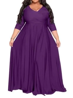 Women‘s Plus Size Curve Party Dress Pure Color V Neck 3/4 Length Sleeve Fall Spring Elegant Maxi Long Dress Party Evening Party Dress 18 Women‘s Plus Size Curve Party Dress Pure Color V Neck 3/4 Length Sleeve Fall Spring Elegant Maxi Long Dress Party Evening Party Dress -HAYz Clothing Shop ijbtyj1672020373536