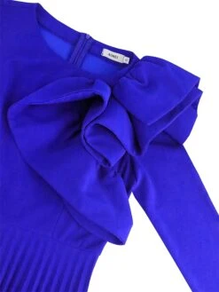 Women's Plus Size Curve Party Dress Work Dress Swing Dress Plain Long Dress Maxi Dress Long Sleeve Pleated Ruffle Crew Neck Fashion Party Blue Fall Winter XL XXL 3XL 4XL -HAYz Clothing Shop ijqlzq1694425975549