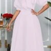 Women‘s Plus Size Curve Easter Dress Turtleneck Party Dress Solid Color Short Sleeve Spring Fall Elegant Prom Dress Maxi Dress Formal Dress
