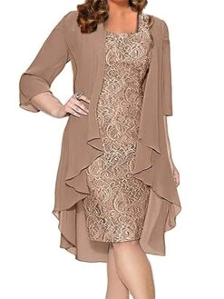 Women‘s Plus Size Curve Dress Set Solid Color Strap 3/4 Length Sleeve Spring Fall Elegant Formal Midi Dress Formal Office Dress -HAYz Clothing Shop ikyryn1669887517541