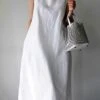 Women's Casual Dress Cotton Linen Dress Shift Dress Maxi Long Dress Cotton Blend Casual Daily Vacation Crew Neck Pocket Sleeveless Summer Spring Boom Sale Dress Loose Fit White Pure Color S M L XL XXL