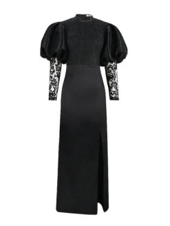 Women‘s Plus Size Curve Party Dress Solid Color Crew Neck Lace Puff Sleeve Long Sleeve Winter Fall Stylish Elegant Prom Dress Maxi Long Dress Formal Party Dress -HAYz Clothing Shop ilgcko1675760209138