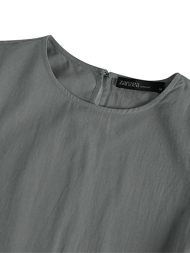 Women's Casual Dress Cotton Linen Dress A Line Dress Midi Dress Cotton And Linen Basic Classic Outdoor Daily Vacation Crew Neck Lace Up Sleeveless Summer Spring 2023 Regular Fit Navy Blue Orange 3 Women's Casual Dress Cotton Linen Dress A Line Dress Midi Dress Cotton And Linen Basic Classic Outdoor Daily Vacation Crew Neck Lace Up Sleeveless Summer Spring 2023 Regular Fit Navy Blue Orange - Image 3