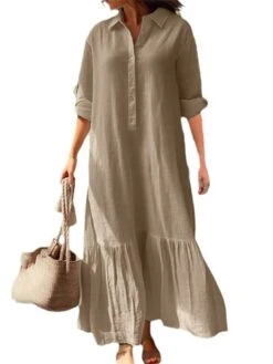 Women's Casual Dress Cotton Dress Swing Dress Maxi Long Dress Cotton Basic Classic Outdoor Daily Vacation Shirt Collar Ruched Button Long Sleeve Spring Fall Winter 2023 Loose Fit Blue Green Khaki 9 Women's Casual Dress Cotton Dress Swing Dress Maxi Long Dress Cotton Basic Classic Outdoor Daily Vacation Shirt Collar Ruched Button Long Sleeve Spring Fall Winter 2023 Loose Fit Blue Green Khaki -HAYz Clothing Shop inwitc1695283866743