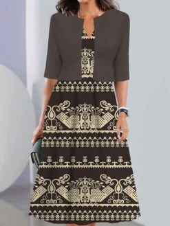 Women's Two Piece Dress Set Casual Dress Tank Dress Outdoor Daily Vintage Casual Pocket Print Midi Dress V Neck 3/4 Length Sleeve Geometric Color Block Regular Fit Black Pink Wine Summer Spring S M L 9 Women's Two Piece Dress Set Casual Dress Tank Dress Outdoor Daily Vintage Casual Pocket Print Midi Dress V Neck 3/4 Length Sleeve Geometric Color Block Regular Fit Black Pink Wine Summer Spring S M L -HAYz Clothing Shop iowwwt1690441703328