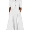 Women's Casual Dress Cotton Linen Dress A Line Dress Midi Dress Polyester Fashion Casual Outdoor Daily Vacation V Neck Button Pocket Short Sleeve Summer Spring 2023 Loose Fit Black White Navy Blue