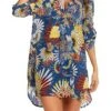 Women's Shirt Dress Casual Dress Shift Dress Mini Dress Outdoor Daily Date Polyester Fashion Classic Shirt Collar Button Print Half Sleeve Summer Spring 2023 Loose Fit Yellow Blue Sky Blue Floral Tie