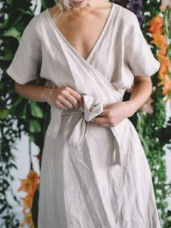 Women's Casual Dress Cotton Linen Dress Wrap Dress Midi Dress Linen / Cotton Blend Fashion Classic Style Outdoor Daily Holiday V Neck Lace Up Pocket Short Sleeve Fall Winter Autumn 2023 Loose Fit 10 Women's Casual Dress Cotton Linen Dress Wrap Dress Midi Dress Linen / Cotton Blend Fashion Classic Style Outdoor Daily Holiday V Neck Lace Up Pocket Short Sleeve Fall Winter Autumn 2023 Loose Fit -HAYz Clothing Shop irhfjf1694087199394