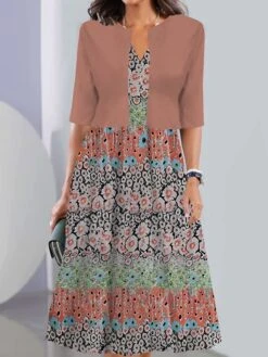 Women's Two Piece Dress Set Casual Dress Tank Dress Outdoor Daily Vintage Casual Pocket Print Midi Dress V Neck 3/4 Length Sleeve Geometric Color Block Regular Fit Black Pink Wine Summer Spring S M L 8 Women's Two Piece Dress Set Casual Dress Tank Dress Outdoor Daily Vintage Casual Pocket Print Midi Dress V Neck 3/4 Length Sleeve Geometric Color Block Regular Fit Black Pink Wine Summer Spring S M L -HAYz Clothing Shop irohnl1690441702892