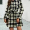 Women's Shirt Dress Casual Dress Mini Dress Outdoor Daily Date Polyester Fashion Casual Shirt Collar Lace Up Button Long Sleeve Spring Fall Winter 2023 Loose Fit Black Red Plaid S M L XL
