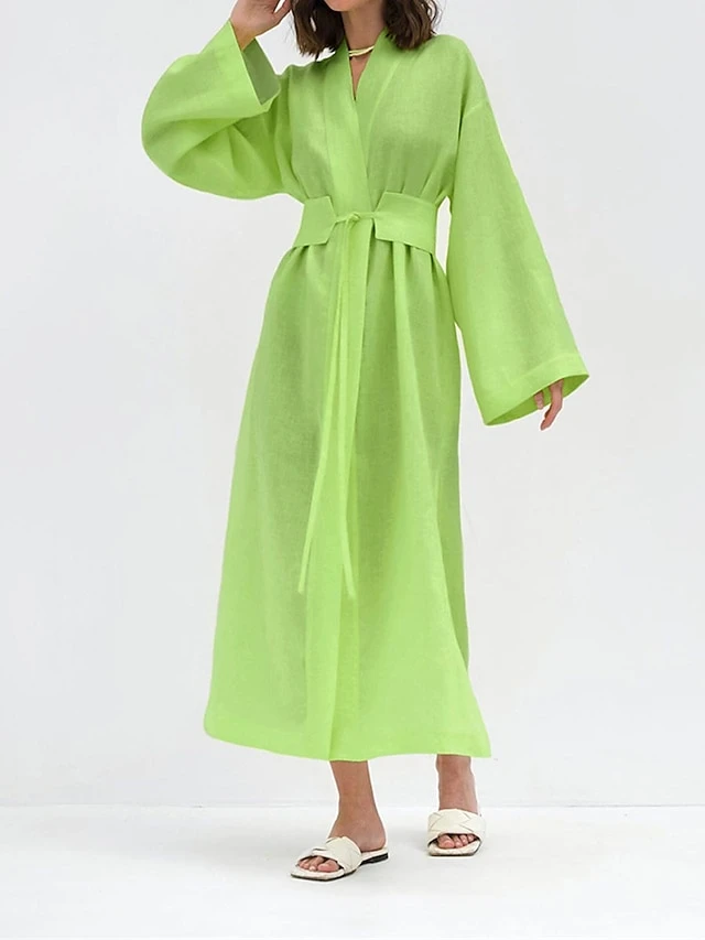 Women's Casual Dress Cotton Dress Wrap Dress Maxi Long Dress Cotton Fashion Basic Outdoor Daily Holiday V Neck Split Tie Belt Long Sleeve Fall Winter Autumn 2023 Loose Fit Navy Blue Green Rose Red 17 Women's Casual Dress Cotton Dress Wrap Dress Maxi Long Dress Cotton Fashion Basic Outdoor Daily Holiday V Neck Split Tie Belt Long Sleeve Fall Winter Autumn 2023 Loose Fit Navy Blue Green Rose Red - Image 17