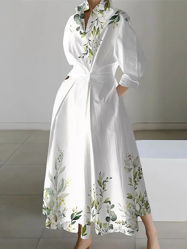 Women's Shirt Dress Casual Dress Swing Dress Maxi Long Dress Outdoor Office Daily Polyester Fashion Modern Shirt Collar Button Pocket Long Sleeve Spring Fall Winter 2023 Loose Fit White Yellow Dark 6 Women's Shirt Dress Casual Dress Swing Dress Maxi Long Dress Outdoor Office Daily Polyester Fashion Modern Shirt Collar Button Pocket Long Sleeve Spring Fall Winter 2023 Loose Fit White Yellow Dark - Image 6