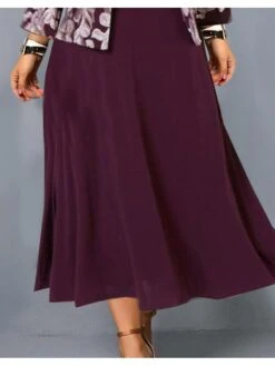 Women‘s Plus Size Curve Dress Set Print Crew Neck Long Sleeve Spring Fall Elegant Maxi Long Dress Formal Party Dress -HAYz Clothing Shop ithydp1660034716059