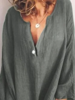 Women's Cotton Linen Dress Casual Dress Shift Dress Mini Dress Cotton Blend Fashion Modern Daily Vacation V Neck Button Long Sleeve Summer Spring 2023 Regular Fit Wine Blue Brown Pure Color S M L XL -HAYz Clothing Shop itnqeb1678332890358