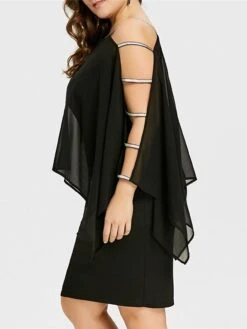 Women‘s Plus Size Curve Holiday Dress Solid Color Off Shoulder Long Sleeve Fall Spring Short Mini Dress Holiday Going Out Dress -HAYz Clothing Shop iulnwv1653647610414