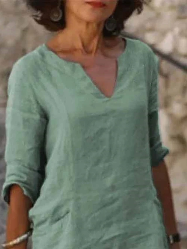 Women's Casual Dress Cotton Linen Dress Shift Dress Midi Dress Cotton Blend Fashion Modern Outdoor Daily Vacation V Neck Lace Up Hollow Out Half Sleeve Summer Spring Fall 2023 Regular Fit Red Blue 2 Women's Casual Dress Cotton Linen Dress Shift Dress Midi Dress Cotton Blend Fashion Modern Outdoor Daily Vacation V Neck Lace Up Hollow Out Half Sleeve Summer Spring Fall 2023 Regular Fit Red Blue - Image 2