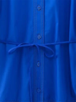 Women's Shirt Dress Casual Dress Mini Dress Outdoor Daily Polyester Basic Classic Stand Collar Ruffle Button Long Sleeve Fall Winter 2023 Loose Fit Blue Pure Color XS S M L -HAYz Clothing Shop iuxied1695367373599