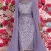 Women's Two Piece Dress Set Party Dress Lace Dress Party Cocktail Party Fashion Elegant Lace Midi Dress Crew Neck 3/4 Length Sleeve Plain Regular Fit Purple Summer Spring S M L XL XXL
