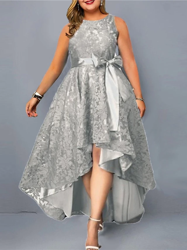 Women‘s Plus Size Curve Party Dress Solid Color Crew Neck Sleeveless Spring Fall Elegant Formal Midi Dress Party Evening Party Dress 5 Women‘s Plus Size Curve Party Dress Solid Color Crew Neck Sleeveless Spring Fall Elegant Formal Midi Dress Party Evening Party Dress - Image 5