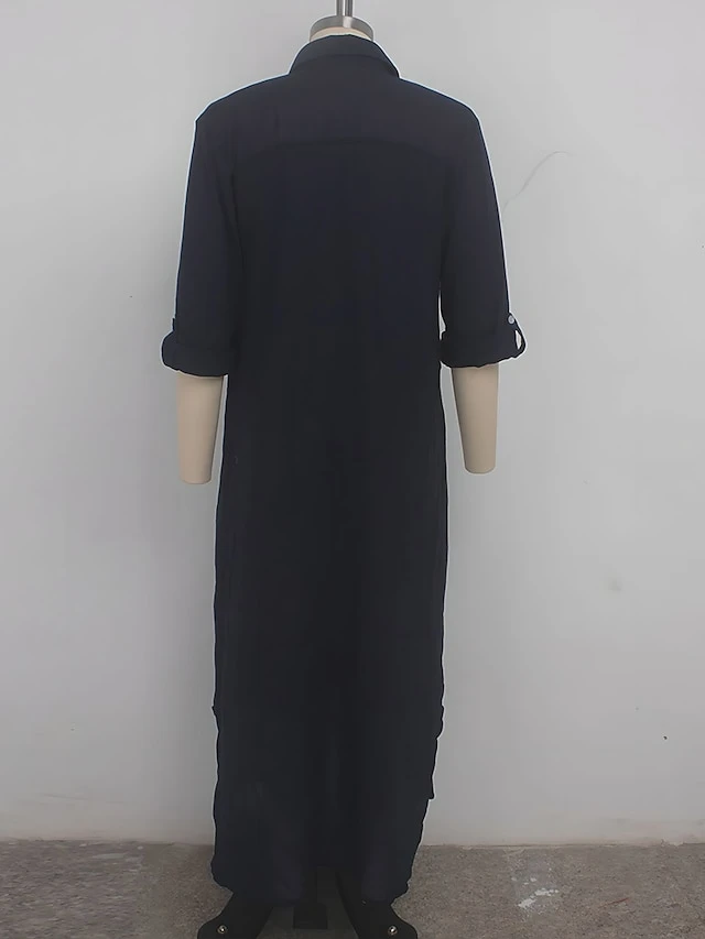 Women's Shirt Dress Cotton Linen Dress Casual Dress Maxi Long Dress Cotton Blend Classic Casual Outdoor Daily Vacation Shirt Collar Button Split Long Sleeve Summer Spring Fall 2023 Loose Fit White 5 Women's Shirt Dress Cotton Linen Dress Casual Dress Maxi Long Dress Cotton Blend Classic Casual Outdoor Daily Vacation Shirt Collar Button Split Long Sleeve Summer Spring Fall 2023 Loose Fit White - Image 5