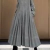 Women's Shirt Dress Casual Dress Swing Dress Maxi Long Dress Outdoor Daily Vacation Cotton And Linen Fashion Classic Shirt Collar Pleated Button Long Sleeve Fall Winter 2023 Loose Fit Gray Pure Color